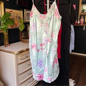 Secret Treasures Floral Chemise - Light Green and Pink 1X